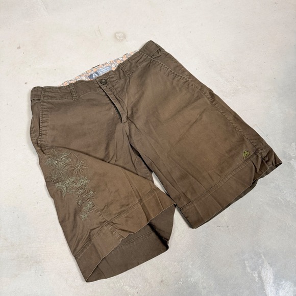 Nike ACG Pants - Nike ACG Women Brown Floral Embroidered Cargo Hiking Shorts Size 8 Vintage 1989